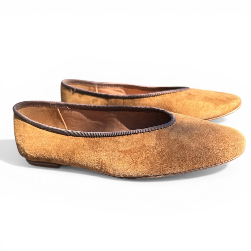 Steve Madden Suede Pipa Ballet Flats in Tan with Brown Trim size 6 - Picture 4 of 9